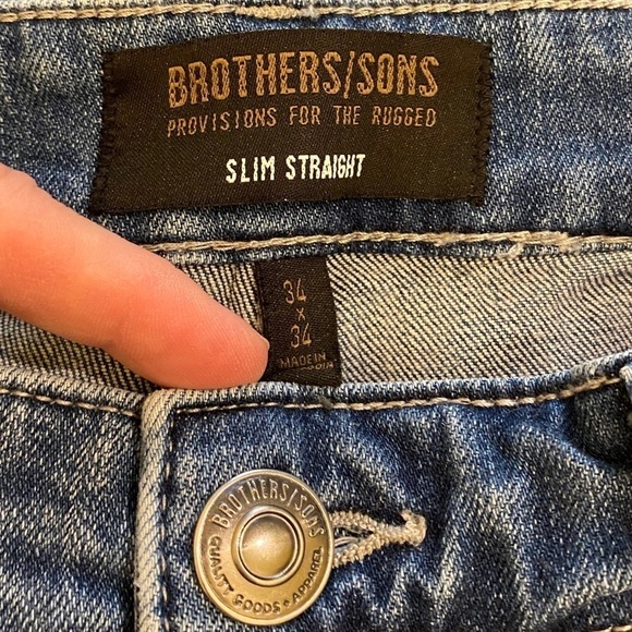 Brothers & Sons 34x33 Slim Straight Mens Jeans Stretch Cowboy (Tag Sz 34x34) - Picture 9 of 14